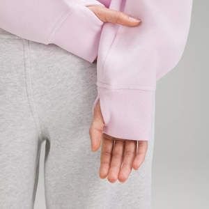 Sudadera Deportiva Vintage Blanca Personalizada de Forro Polar con Capucha, Logotipo Frontal, Transpirable, de Corte Holgado y Media Cremallera para Mujer - Product Image 4