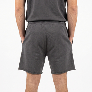 Shorts de sport en molleton brodé effet vieilli pour homme, 100 % polyester, poids lourd, avec cordon de serrage, pour l'entraînement - Product Image 2