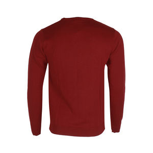 Pull en tricot à col rond rouge pour homme, coupe classique, couleur unie, décontracté, manches longues, vêtements d'automne - Product Image 3