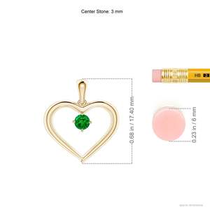 14K <b>Solid</b> <b>Gold</b> Natural Round Emerald Solitaire Open Heart <b>Pendant</b> Fine Jewellery Classic Anniversary Wedding Gift For Her 2026 - Product Image 2