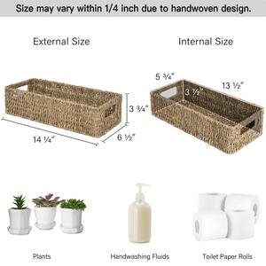 Cesta rectangular de algas marinas para artículos pequeños, cesta de almacenamiento hecha a mano, venta al por mayor, ecológica, hecha en Vietnam - Product Image 3