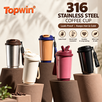 Mug isotherme en acier inoxydable 316 de 320 ml, double ouverture, anti-fuite, avec sangle de transport, logo personnalisé