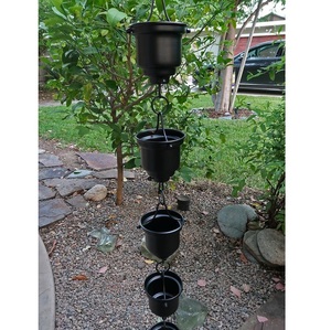 Chaîne de pluie décorative haut de gamme en fer forgé motif champignon pour toits de villas et maisons, style campagnard pastoral, peinte à la main - Product Image 5
