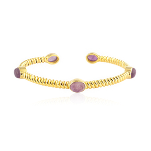 Joyería de piedras preciosas naturales, labradorita, amatista, turquesa, pulsera ajustable chapada en oro, accesorios de joyería de moda al por mayor. - Product Image 3