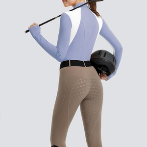 Camisetas de equitación para mujer al por mayor, diseño personalizado, transpirables con paneles de malla, tops deportivos para montar a caballo - Product Image 5