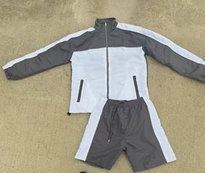 Men's Two Piece Tracksuit Set Full Sleeve <b>Zip</b> <b>Up</b> <b>Jacket</b> With Shorts Color Blocking Design Quick Dry Polyester Sporty Style - Product Image 1