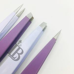 Nouvel ensemble de pinces à sourcils en vison personnalisées, droites et biseautées, très demandées, avec logo personnalisé, pinces bleues - Product Image 6