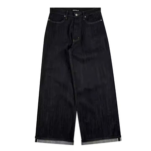 Vaqueros de mezclilla casuales de pierna recta para hombre, lavados a medida, con logotipo impreso de alta calidad, 100% algodón, con remaches y bordados, estilo Hip Hop para fiesta. - Product Image 2