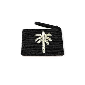 Bolso de mano rectangular beige con cuentas de cristal y diseño de palmera, bordado, con cremallera dorada, ideal como regalo y artículo artesanal para niñas. - Product Image 2