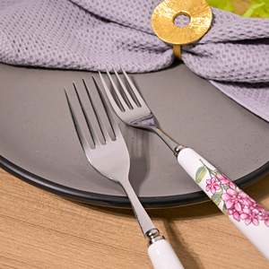 Lilac Charm Eco-Friendly Stainless Steel <b>Forks</b> (Set of 2) Luxury Small Size Metal Utensils for Home Restaurant Food - Product Image 2