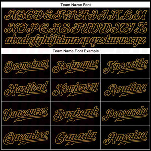 Camiseta de Béisbol Personalizada para Equipo, con Nombre y Número, Diseño Negro con Rayas Doradas, Auténtica - Product Image 4