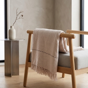 Line Throw <b>White</b> Woven Soft Fabric Solid Long Lightweight Decorative Throw Blanket Home Textile Scarves Shawls <b>Sofa</b> <b>Bed</b> Coverlet - Product Image 4