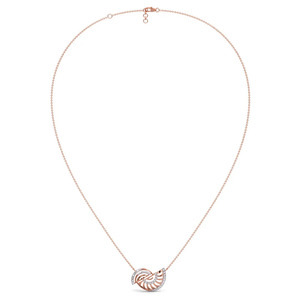 Collar de diamantes con diseño de abanico en espiral, marco espiralado en oro rosa y diseño de alas geométricas abiertas - Product Image 3