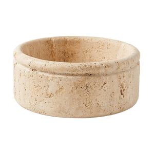 Nouveau bol décoratif en pierre de travertin moderne, très tendance, au design rond élégant pour la décoration intérieure et comme centre de table - Product Image 1