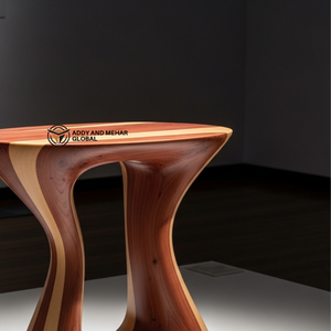 Mesa Auxiliar de Madera Maciza de Cedro con Diseño de Reloj de Arena, Moderna y Hecha a Mano, para el Hogar y Hoteles de Diseño - Product Image 2