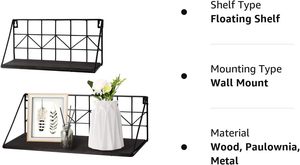 Estantes de Pared con Diseño de Flecha Rústica, Estante de Almacenamiento Flotante de Madera para Dormitorio, Sala de Estar, Baño, Cocina - Product Image 3