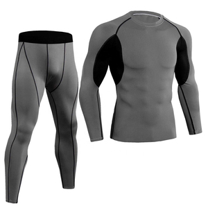 Men's Compression Rash Guard 2pc Set Full Sleeve Breathable Gym Fitness Wear - Product Image 3