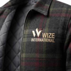 Wize International <b>Men's</b> Plaid Woolen <b>Jacket</b> Zipper Front Embroidered Logo Casual Autumn Breathable Windproof Reversible - Product Image 4