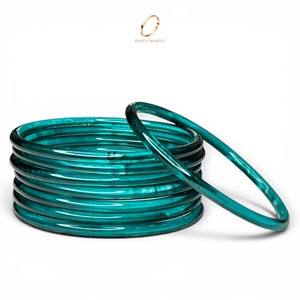 Ensemble de bracelets en verre de Kasmir bleu de qualité supérieure, tendance, pour usage quotidien et fêtes, bijoux indiens à prix de gros - Product Image 2