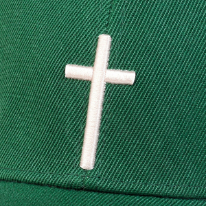 Green 6-Panel Baseball <b>Cap</b> With Embroidered Cross Logo Unisex Adjustable Fit Twill Fabric Casual Style - Product Image 5