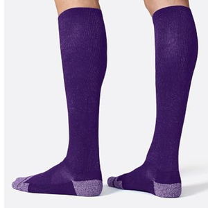 Wholesale Custom Design Purple <b>Knee</b> <b>High</b> 100% Cotton Soccer Softball Rugby Sports Socks Solid Color Breathable Knitted Sports - Product Image 2