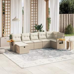 Ensemble de canapés de jardin en acier thermolaqué beige en rotin PE, grand modèle modulaire pour l'extérieur - Product Image 1