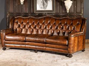 Sofá Chesterfield Vintage de Cuero Marrón de Tres Plazas con Respaldo Acolchado, Brazos Enrollados y Patas de Madera Maciza para Sala de Estar - Product Image 3