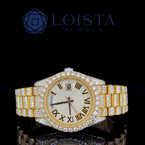 Reloj de Lujo Loista Jewel Hip Hop con Diamantes y Moissanita, Correa de Acero Inoxidable en Dos Tonos Oro y Plata, Reloj Premium para Hombre - Product Image 1