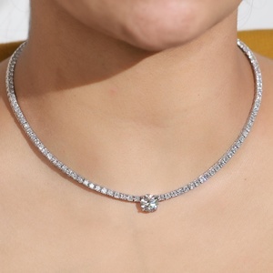 Collier tennis en or massif 10K 14K 18K avec diamant de laboratoire brillant taille ronde 16 carats, certifié IGI, couleur DEF VS VVS, bijoux fins - Product Image 5