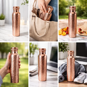 Créations Antiques en Cuivre Pur Classique Écologique Ayurvédique Gravé Martelé Grande Capacité 1000ml Couleur Personnalisée Multi-Usages - Product Image 6