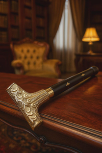 Canne de marche classique en métal avec poignée en T, manche en bois noir artisanal, élégante canne de gentleman, support décoratif vintage - Product Image 6
