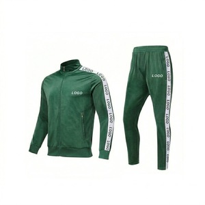 Tenue de sport personnalisée avec logo, idéale pour les équipes, survêtement en tissu polyester extensible et doux, survêtement zippé durable. - Product Image 3