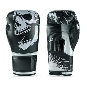 Black and <b>Silver</b> Leather Boxing <b>Gloves</b> Laced-up Training Gear for Adults Breathable Design - Product Image 6