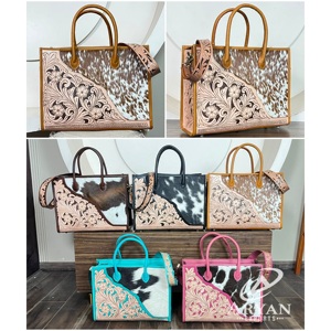 Bolso Tote de Cuero para Mujer, Diseño Floral Tallado a Mano, Cuero Vacuno, Gran Capacidad, para Uso Diario, Último Modelo 2026 - Product Image 1