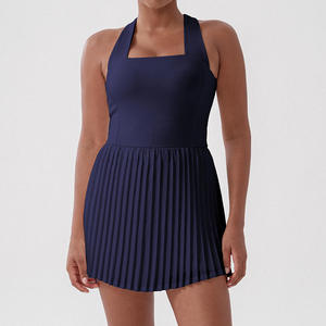Robe mini plissée blanche sans manches pour femme, taille haute, couleur unie, en polyester, vêtement de sport - Product Image 4