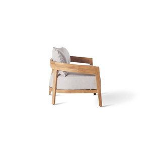 Canapé de jardin en teck massif 2 places, design tropical moderne, résistant aux intempéries, structure en teck, coussins d'extérieur, salon - Product Image 3