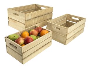 Acacia Wood Nesting Storage Crates & <b>Baskets</b> with Handles <b>Stackable</b> Food Containers for Modern Kitchen Countertop Organization - Product Image 4