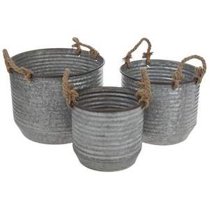 Maceta Moderna de Metal Galvanizado con Asa de Cuerda, Hecha a Mano y Personalizada, Decoración de Jardín Interior y Exterior, Macetas para Flores - Product Image 1