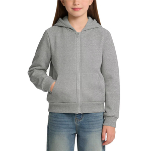 Sudadera con capucha unisex con cremallera y bolsillos, abrigo de exterior para niños y niñas, sudadera con capucha de forro polar cepillado - Product Image 4