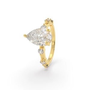 Bague de fiançailles classique plaquée or 14 carats avec diamant serti sur griffes pour femme - Product Image 3