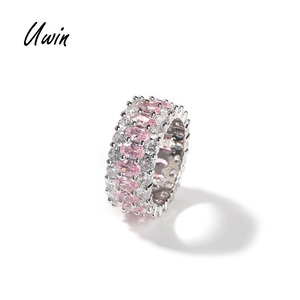 Iced Out Pink CZ <b>Ring</b> Bling 3 Row Tennis <b>Rings</b> Oval Diamond Hiphop <b>Rings</b> New Design <b>for</b> Women <b>Man</b> - Product Image 4