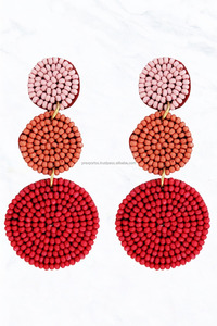 Pendientes de Aro con Cuentas Azules Estilo Boho |   Lindos pendientes artesanales de varias capas |   Joyería de Cristal con Pedrería Personalizada Unisex para - Product Image 3