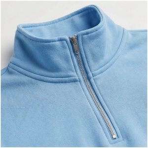 <b>Women</b> Light Blue Half-<b>Zip</b> Crop <b>Top</b> & Drawstring Sweatpants Tracksuit Set Casual Loose Fit Full Sleeve Solid Color Autumn Wear - Product Image 4