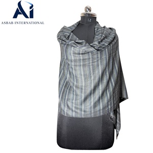 Wholesale <b>Grey</b> Handwoven Viscose/Cotton Blend <b>Men's</b> <b>Scarf</b> Handloom Vertical Striped Stole Eco Friendly Artisan Handmade Autumn - Product Image 4