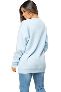 Wholesale Baby Blue Letter Print Sweatshirts Round Neck Drop Shoulder Crewneck Ladies Blank Hoodies ODM Winter Streetwear <b>Jumper</b> - Product Image 2