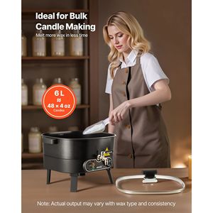 Fondeur de cire rapide à chauffage uniforme de 6,3 Qts pour la fabrication de bougies avec bec verseur facile, contrôle de la température et base rainurée - Product Image 4