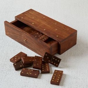 Luxury Handmade <b>Wooden</b> Domino Set Custom Vintage Sheesham Wood Board Game Double 6 Dominoes <b>Blocks</b> Set with Brass Domino Game - Product Image 2
