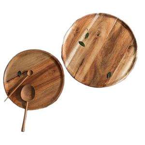 Plateau de service rond en bambou naturel pour la cuisine, récipient alimentaire de qualité supérieure avec options personnalisées - Product Image 1