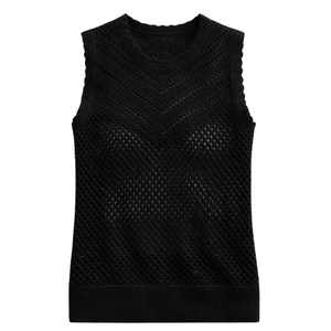 Débardeur en tricot crochet pour femme, sans manches, en maille texturée, décontracté, léger, respirant, élégant, pour l'été - Product Image 1
