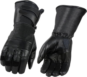 Gants de moto en cuir de vachette noir pour homme Samroz Sports - Product Image 1
